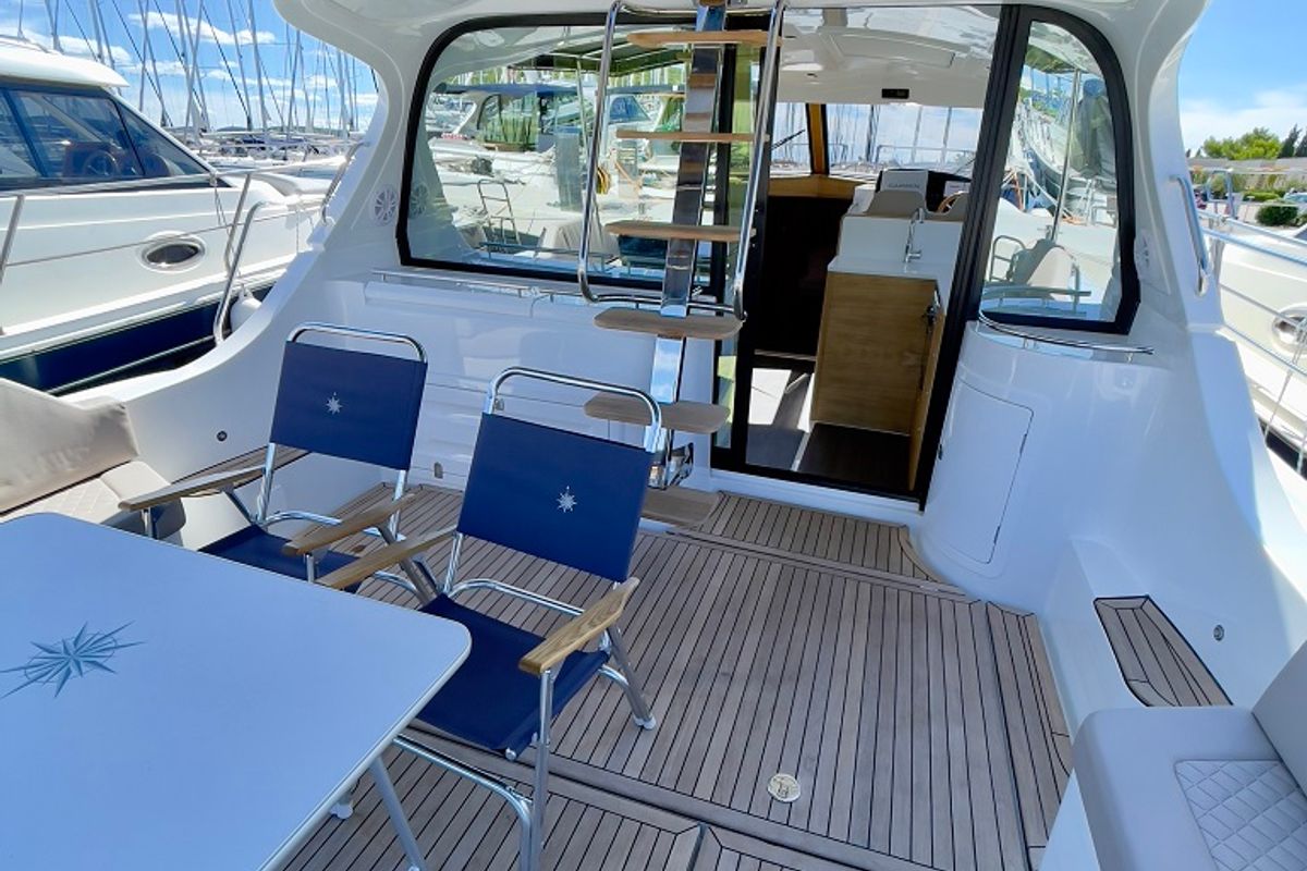 Deck of Baby Blue, a SAS - Vektor Adriana 44 FLY yacht at Općina Sukošan, Croatia