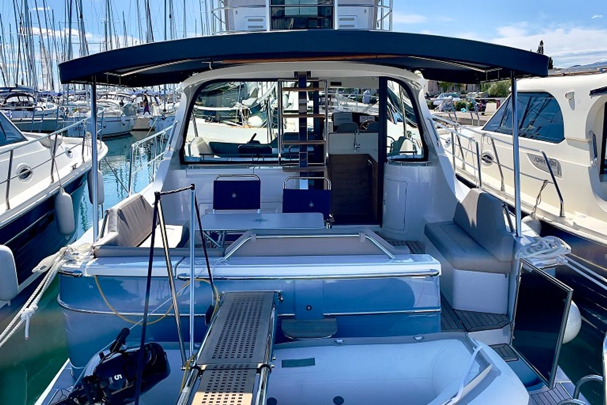 Deck of Baby Blue, a SAS - Vektor Adriana 44 FLY yacht at Općina Sukošan, Croatia