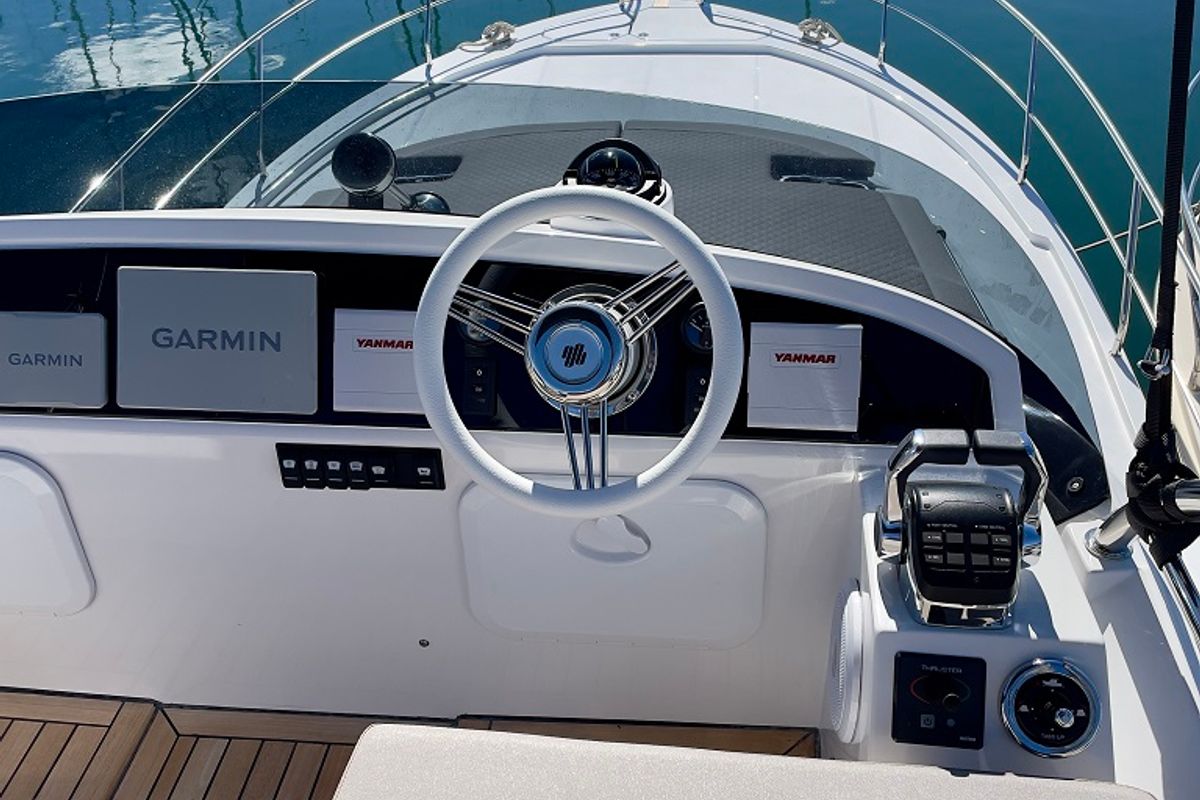 Cockpit of Baby Blue, a SAS - Vektor Adriana 44 FLY yacht at Općina Sukošan, Croatia