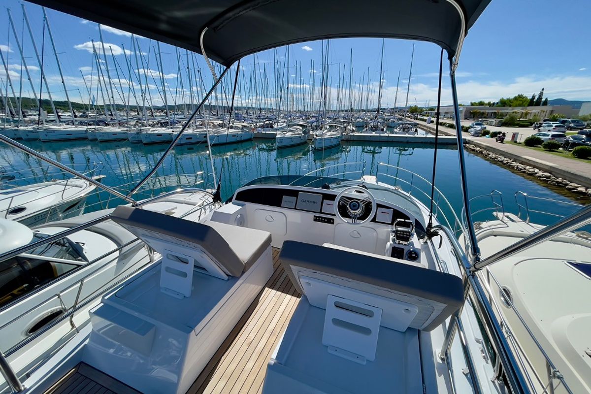 Deck of Baby Blue, a SAS - Vektor Adriana 44 FLY yacht at Općina Sukošan, Croatia