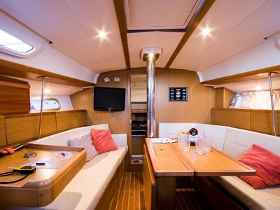 Salon of Juna, a Jeanneau Sun Odyssey 39i sailboat at Gdańsk, Poland
