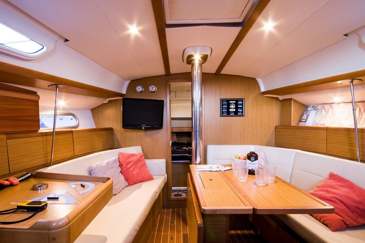 Salon of Juna, a Jeanneau Sun Odyssey 39i sailboat at Gdańsk, Poland