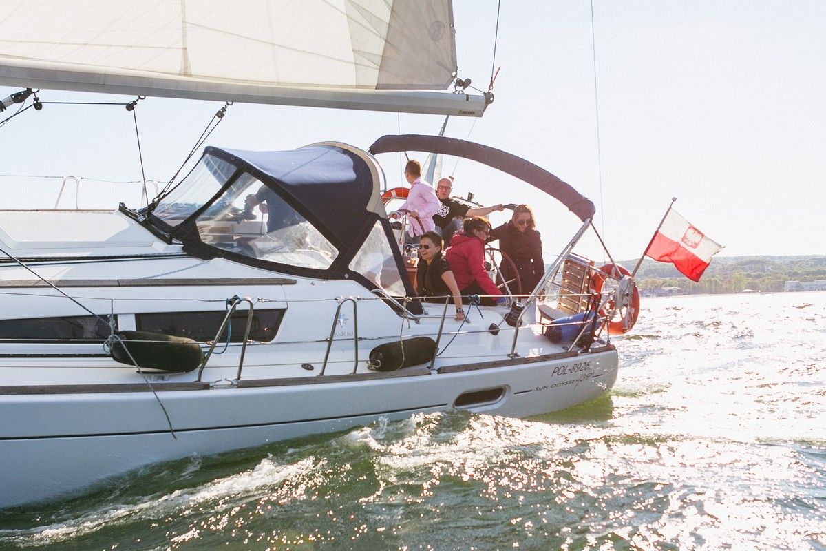 Exterior view of Juna, a Jeanneau Sun Odyssey 39i sailboat at Gdańsk, Poland