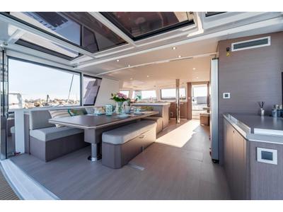 Salon of Signature Vision (2022), a Bali 5.4 catamaran at Olbia, Italy