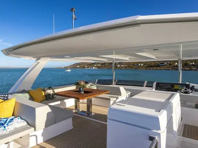 Deck of Signature Vision, a Leopard 46PC catamaran at Road Town, British Virgin Islands