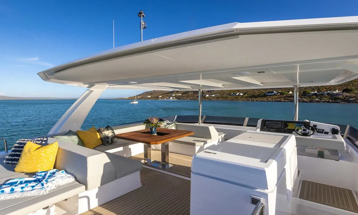 Deck of Signature Vision, a Leopard 46PC catamaran at Road Town, British Virgin Islands