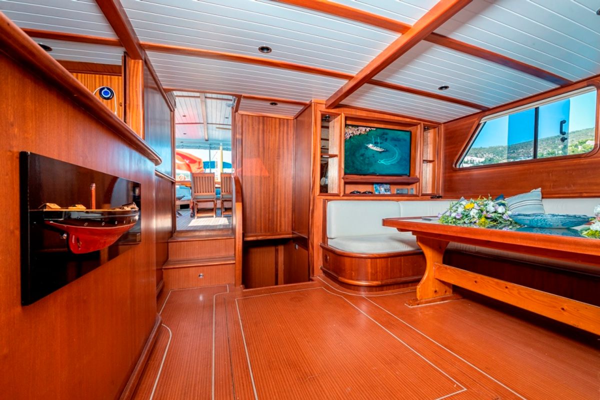 Salon of Bodrum Queen, a Custom Made Bodrum Queen yacht at Bodrum, Turkey