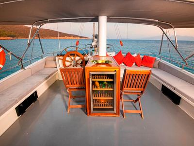 Cockpit of Bodrum Queen, a Custom Made Bodrum Queen yacht at Bodrum, Turkey
