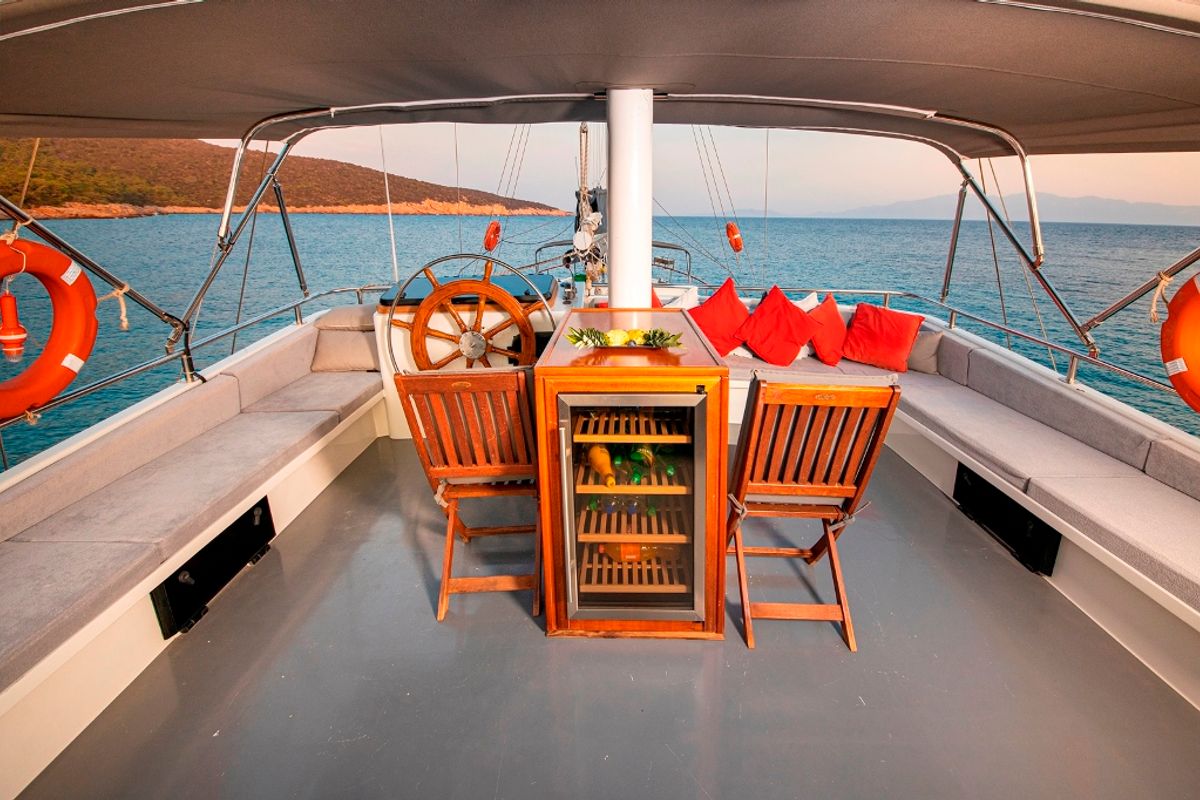 Cockpit of Bodrum Queen, a Custom Made Bodrum Queen yacht at Bodrum, Turkey