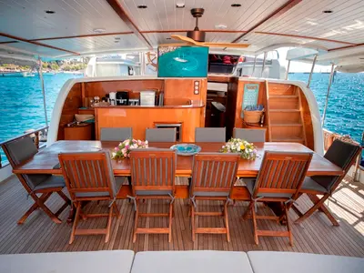 Deck of Bodrum Queen, a Custom Made Bodrum Queen yacht at Bodrum, Turkey