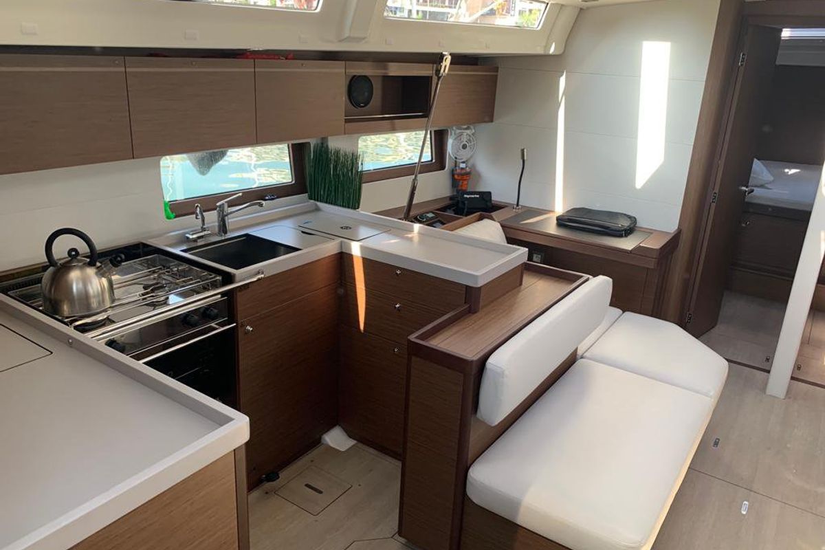 Galley of Olga, a Beneteau Oceanis 51.1 sailboat at Athens, Greece