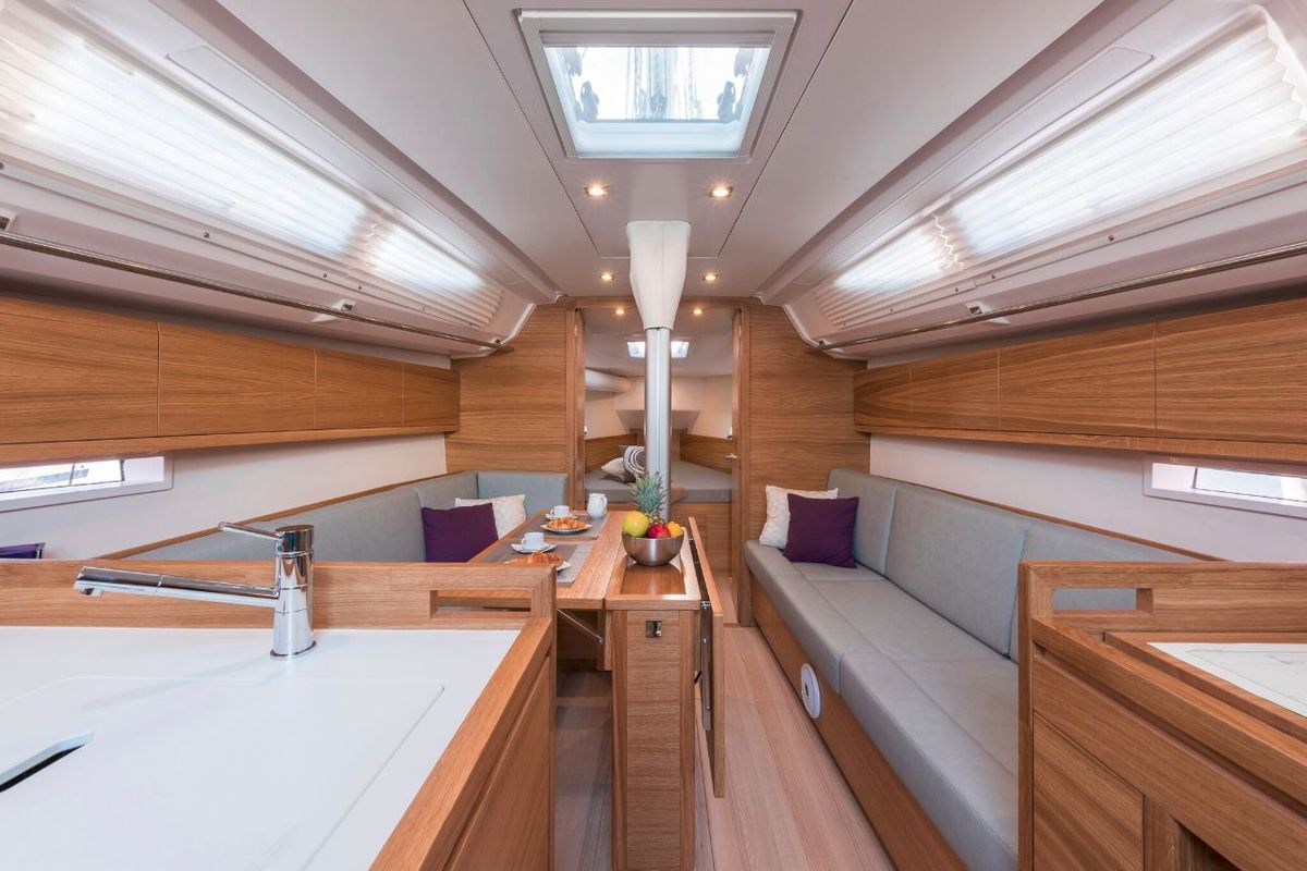 Salon of Navis Celere, a AD Boats Salona 380 sailboat at Grad Kaštela, Croatia