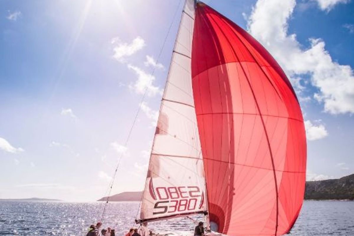 Exterior view of Navis Celere, a AD Boats Salona 380 sailboat at Grad Kaštela, Croatia