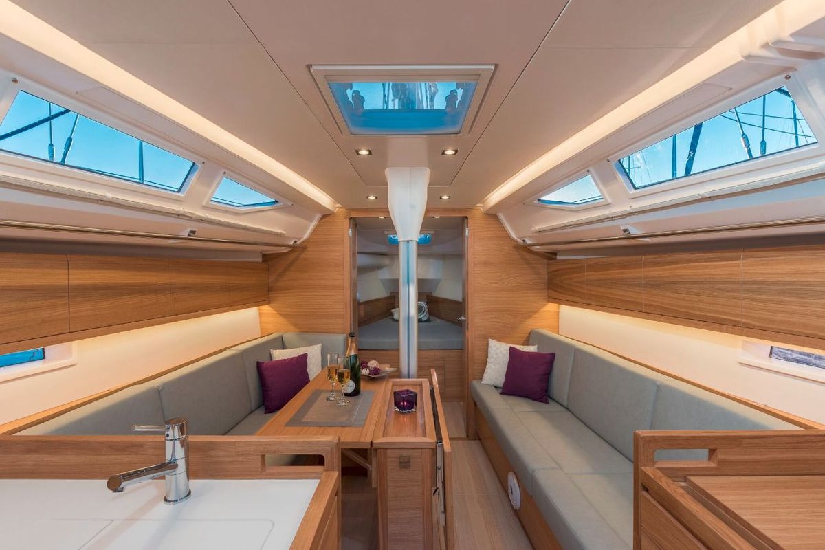 Salon of Navis Celere, a AD Boats Salona 380 sailboat at Grad Kaštela, Croatia
