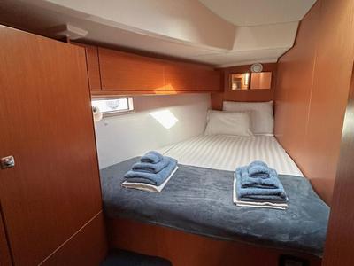 Cabin on Sofia II, a Bavaria Cruiser 46 sailboat at Athens, Greece