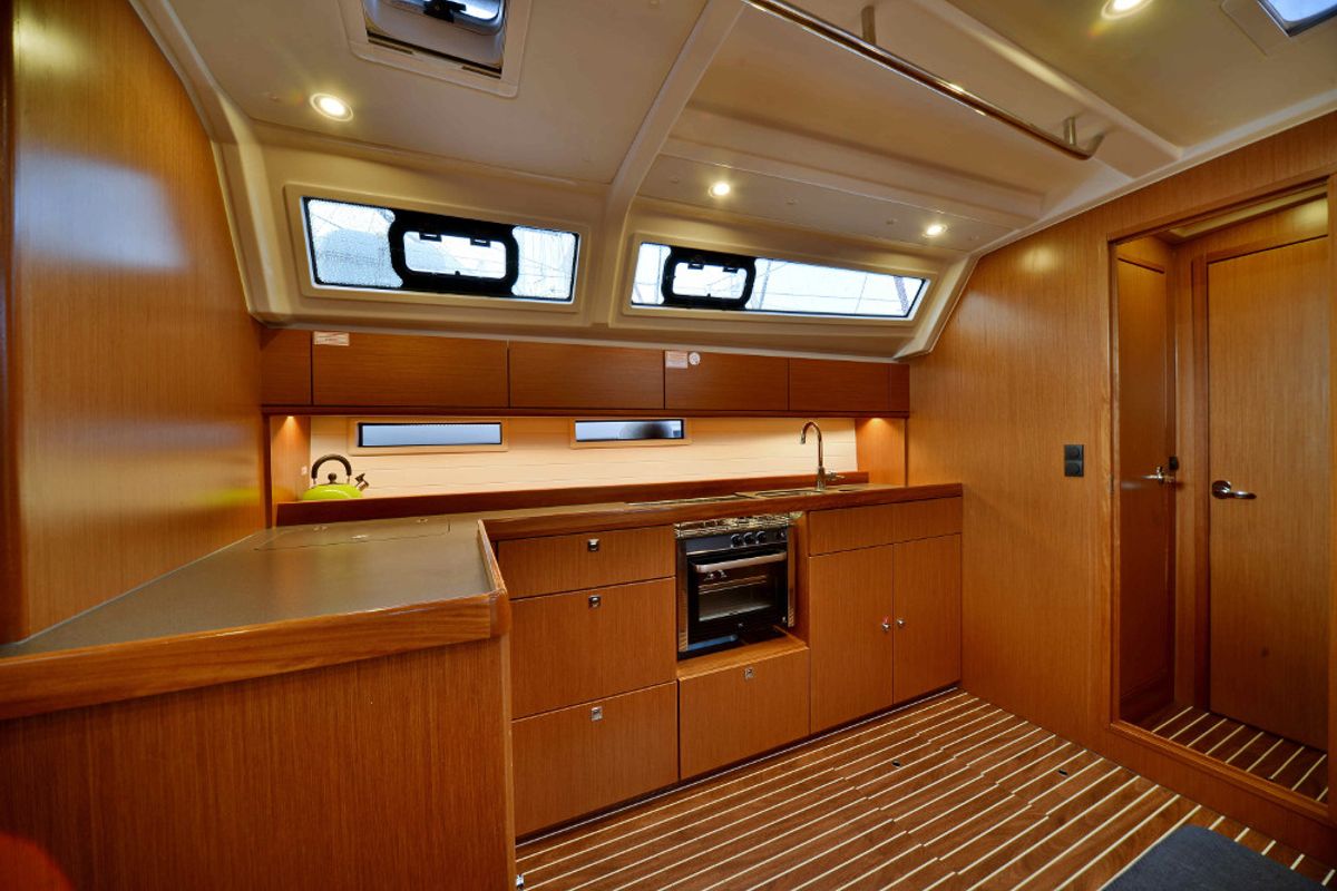 Galley of Sofia II, a Bavaria Cruiser 46 sailboat at Athens, Greece