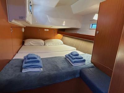 Cabin on Sofia II, a Bavaria Cruiser 46 sailboat at Athens, Greece
