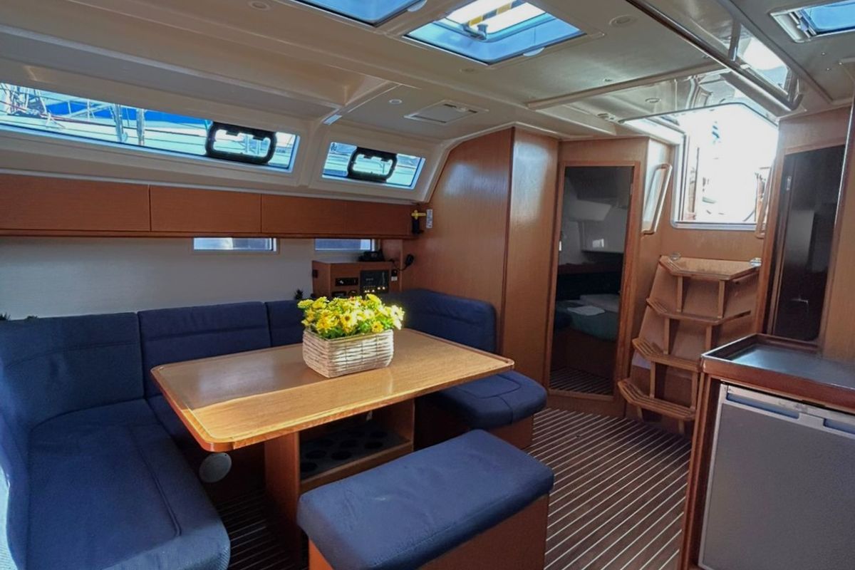 Salon of Sofia II, a Bavaria Cruiser 46 sailboat at Athens, Greece