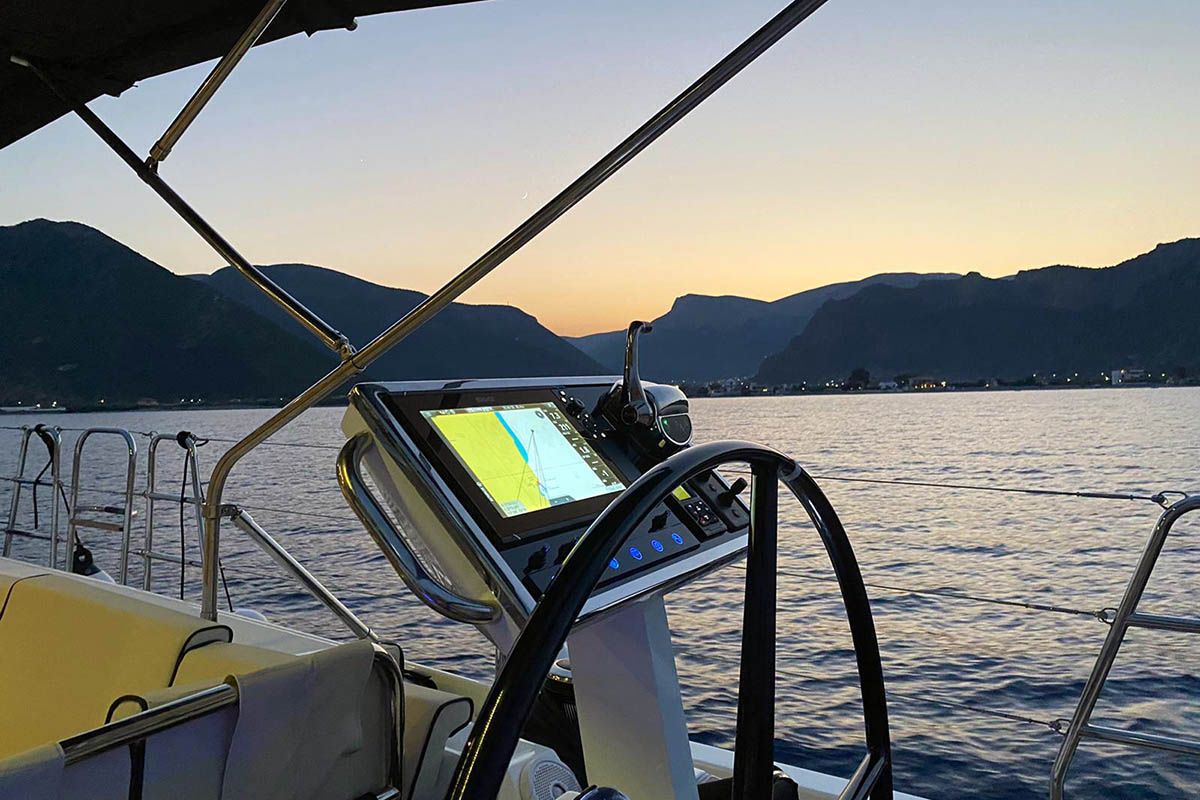 Cockpit of Penultimo , a Beneteau Oceanis Yacht 62 - 4 + 1	 sailboat at Athens, Greece
