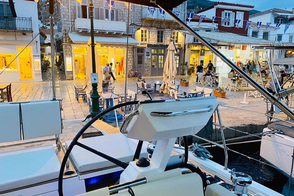 Cockpit of Penultimo , a Beneteau Oceanis Yacht 62 - 4 + 1	 sailboat at Athens, Greece