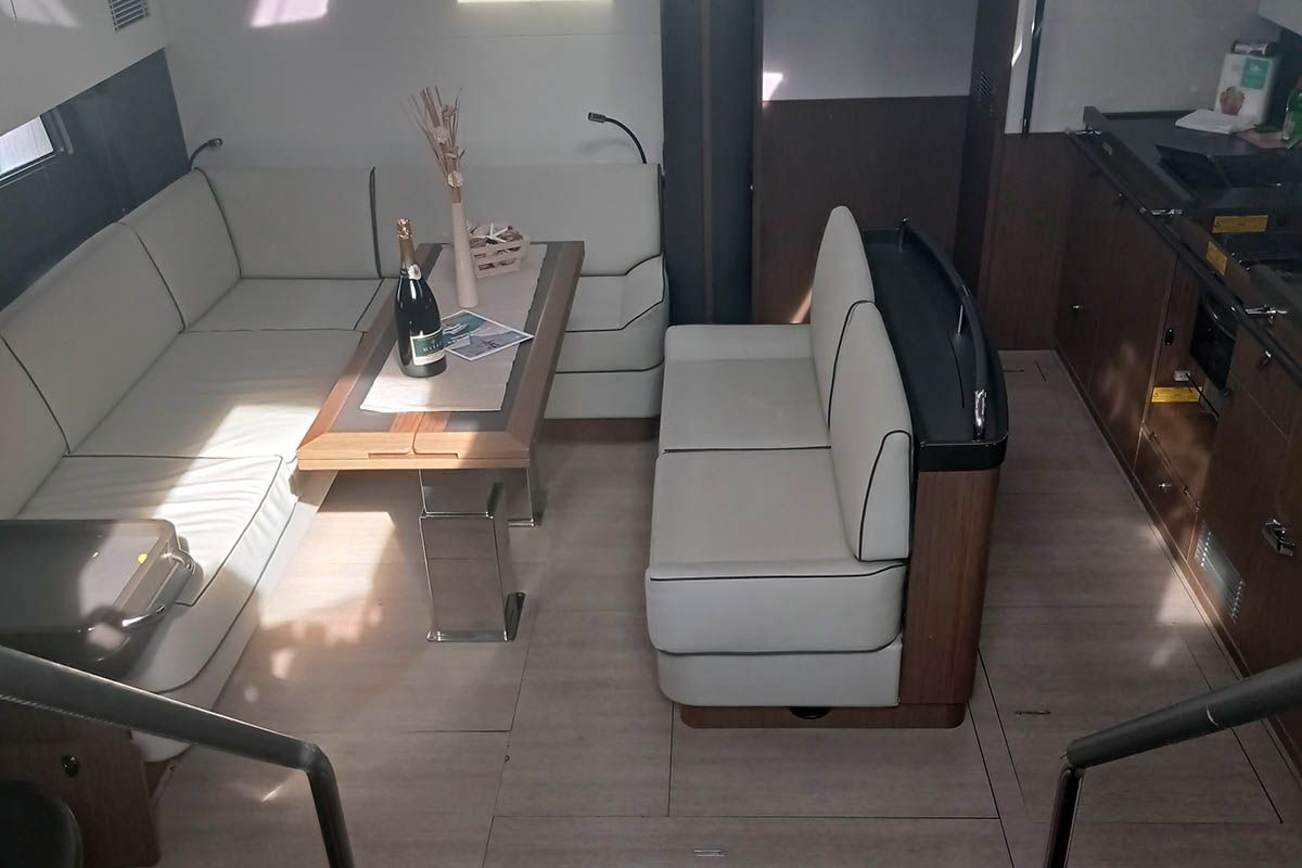 Salon of Penultimo , a Beneteau Oceanis Yacht 62 - 4 + 1	 sailboat at Athens, Greece