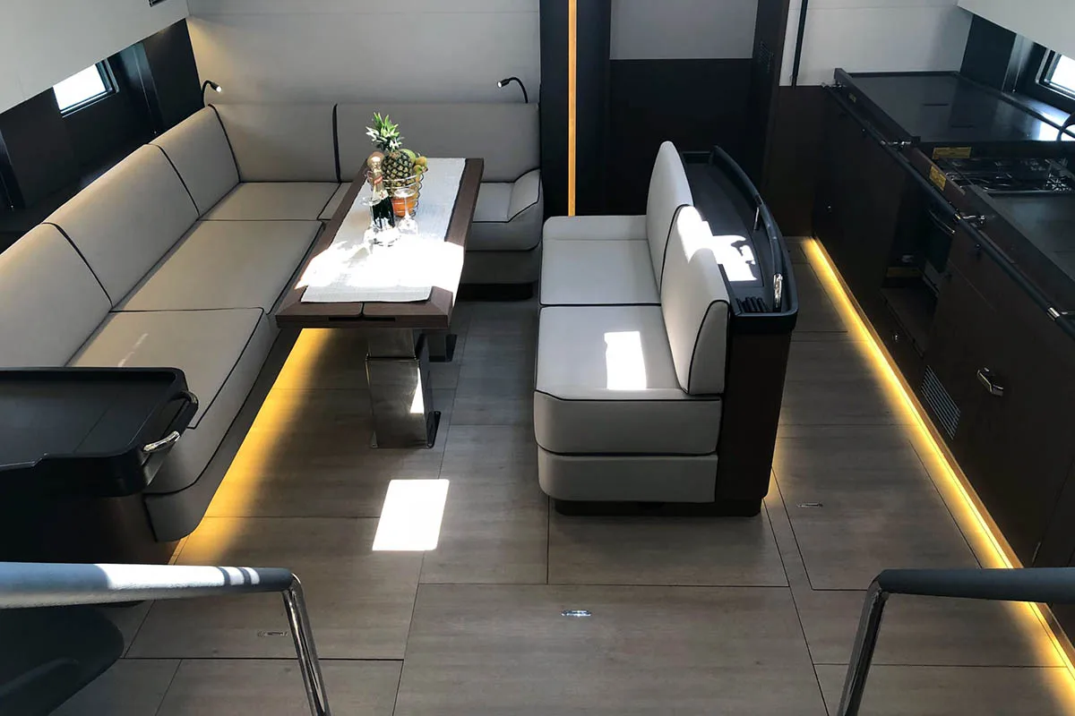 Salon of Penultimo , a Beneteau Oceanis Yacht 62 - 4 + 1	 sailboat at Athens, Greece