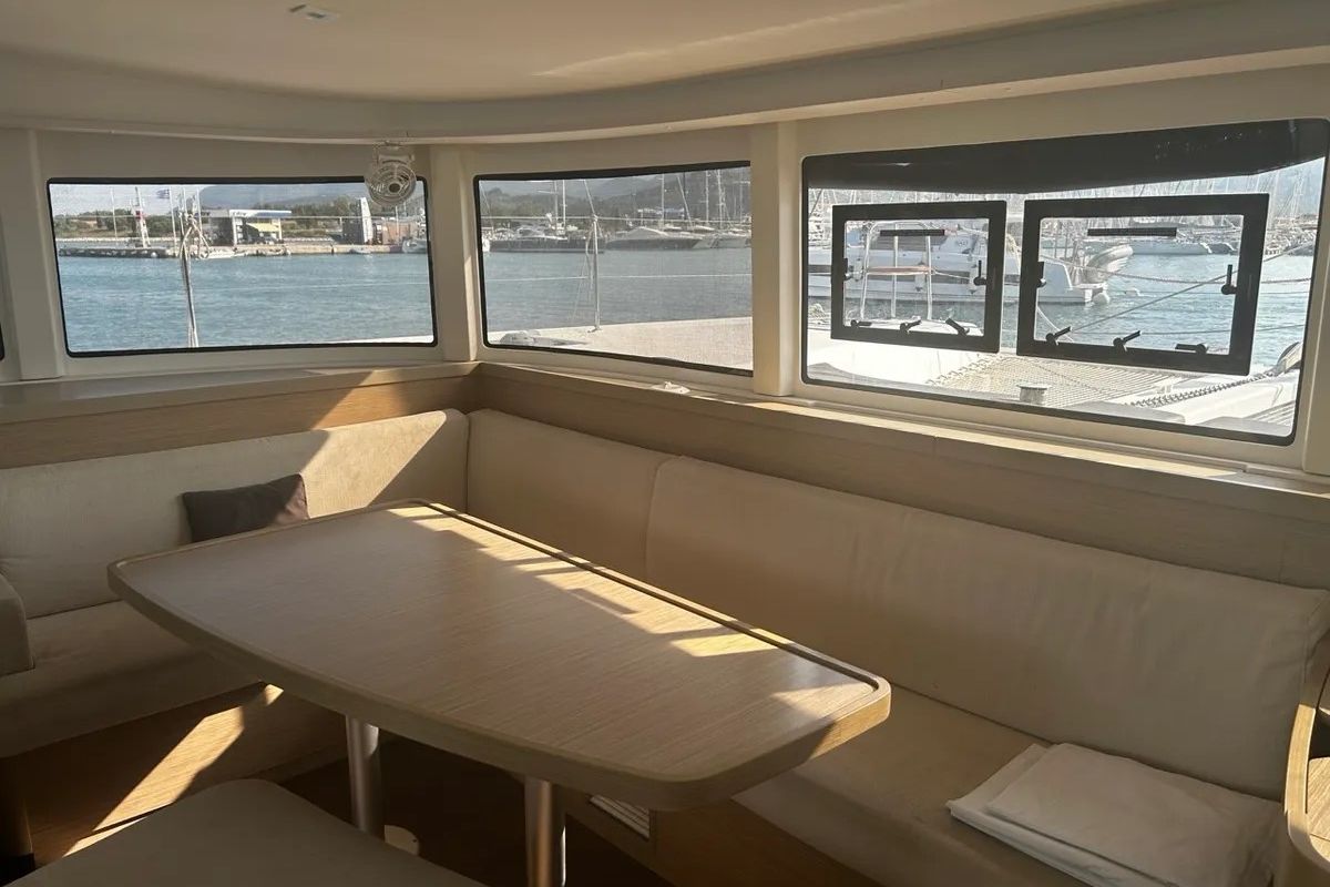 Salon of Marebella (Pax 12), a Lagoon 42 catamaran at Municipal Unit of Lefkada, Greece