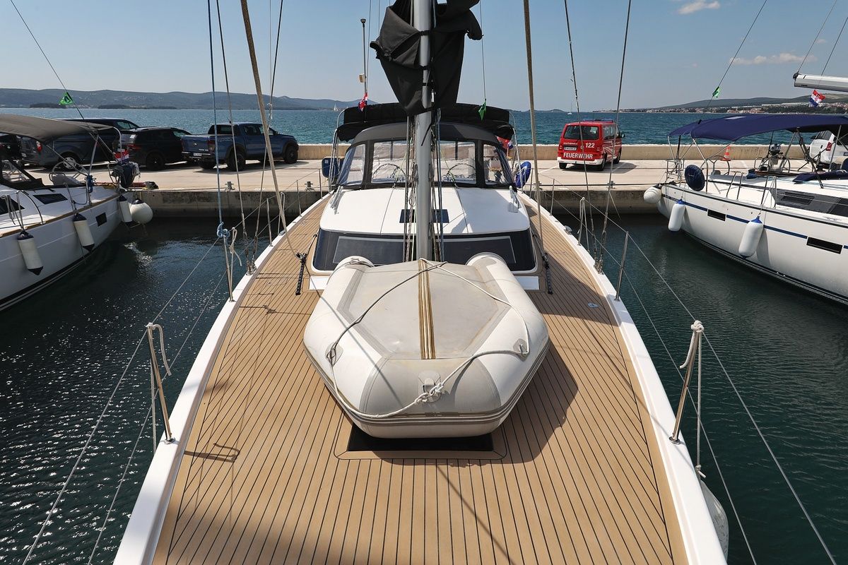 Deck of Revolution, a Elan GT6 sailboat at Grad Biograd na Moru, Croatia