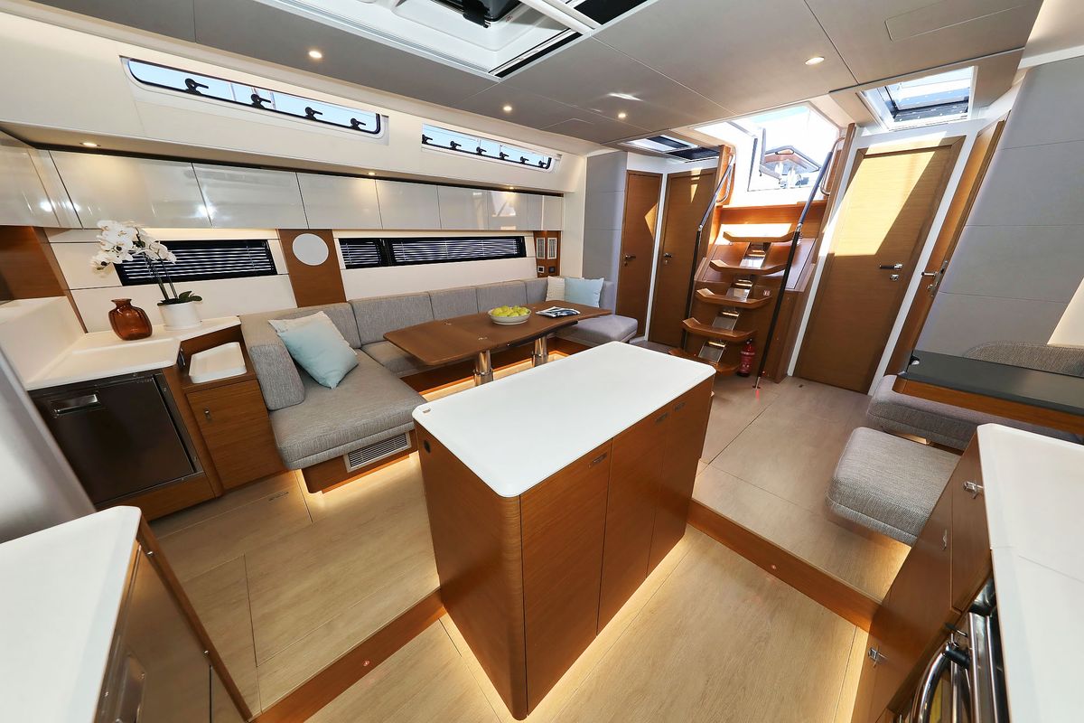 Salon of Volare, a Hanse Yachts Hanse 590 sailboat at Grad Kaštela, Croatia