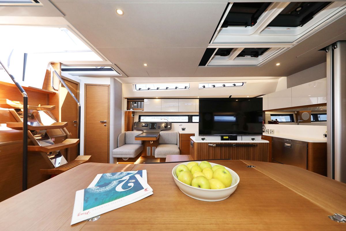 Salon of Volare, a Hanse Yachts Hanse 590 sailboat at Grad Kaštela, Croatia