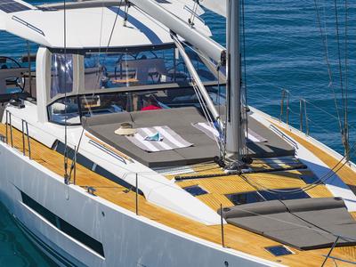 Deck of Volare, a Hanse Yachts Hanse 590 sailboat at Grad Kaštela, Croatia