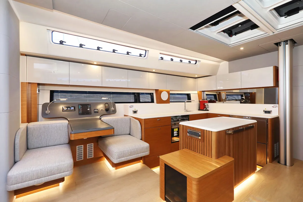 Galley of Volare, a Hanse Yachts Hanse 590 sailboat at Grad Kaštela, Croatia