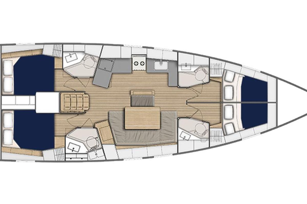Floor plan of Moorings 464PC Exclusive Plus, a Leopard 46PC catamaran at Fethiye, Turkey