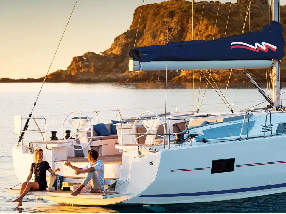 Exterior view of Moorings 464PC Exclusive Plus, a Leopard 46PC catamaran at Fethiye, Turkey