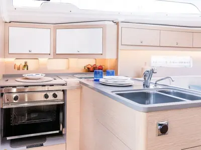 Galley of Affio, a Dufour 37 sailboat at Procida, Italy