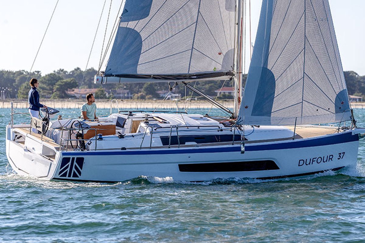Exterior view of Affio, a Dufour 37 sailboat at Procida, Italy