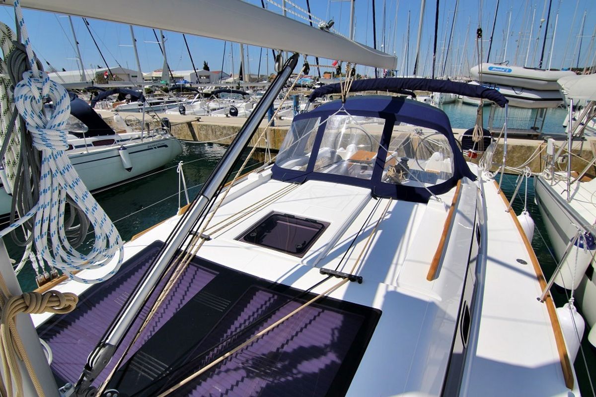 Deck of Louise, a Dufour 382 GL sailboat at Općina Sukošan, Croatia