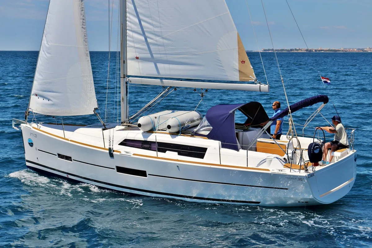 Exterior view of Louise, a Dufour 382 GL sailboat at Općina Sukošan, Croatia