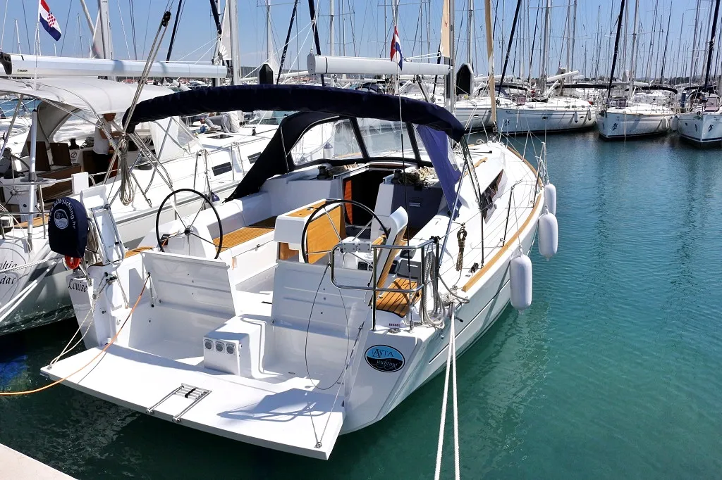 Exterior view of Louise, a Dufour 382 GL sailboat at Općina Sukošan, Croatia