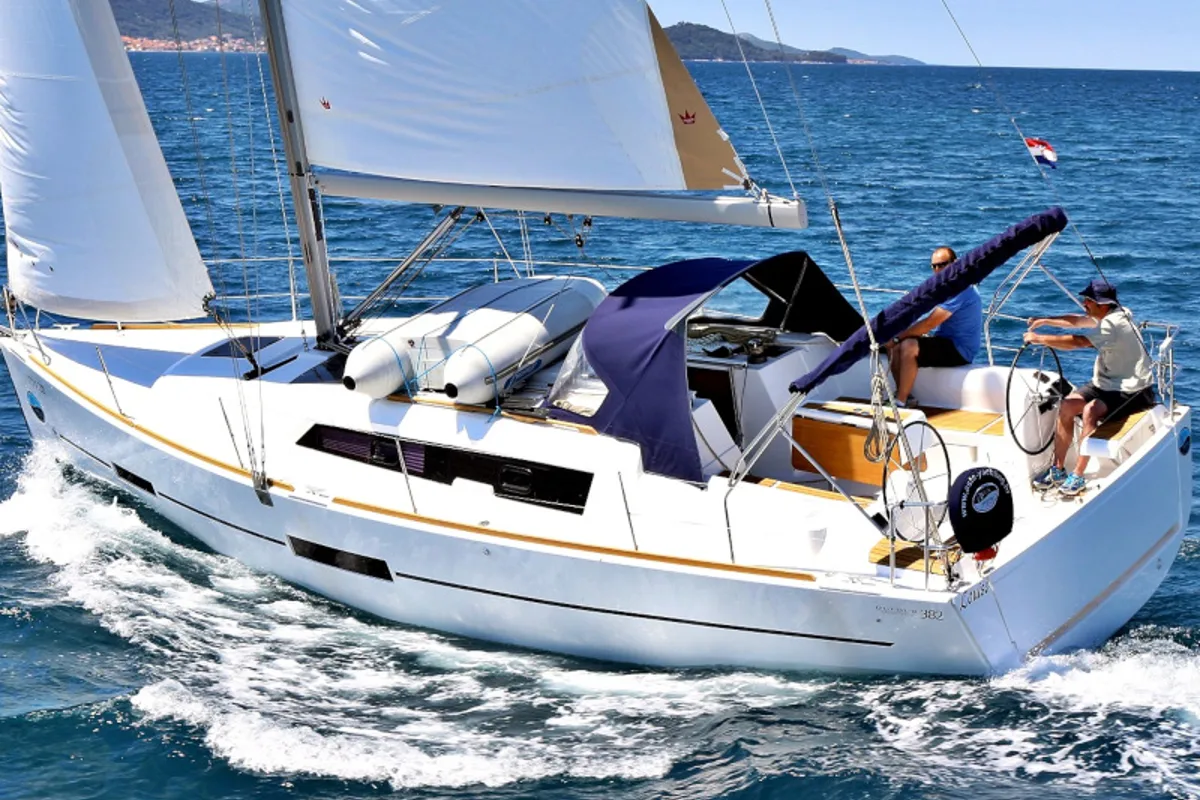 Exterior view of Louise, a Dufour 382 GL sailboat at Općina Sukošan, Croatia