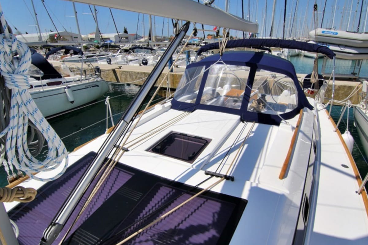 Deck of Louise, a Dufour 382 GL sailboat at Općina Sukošan, Croatia