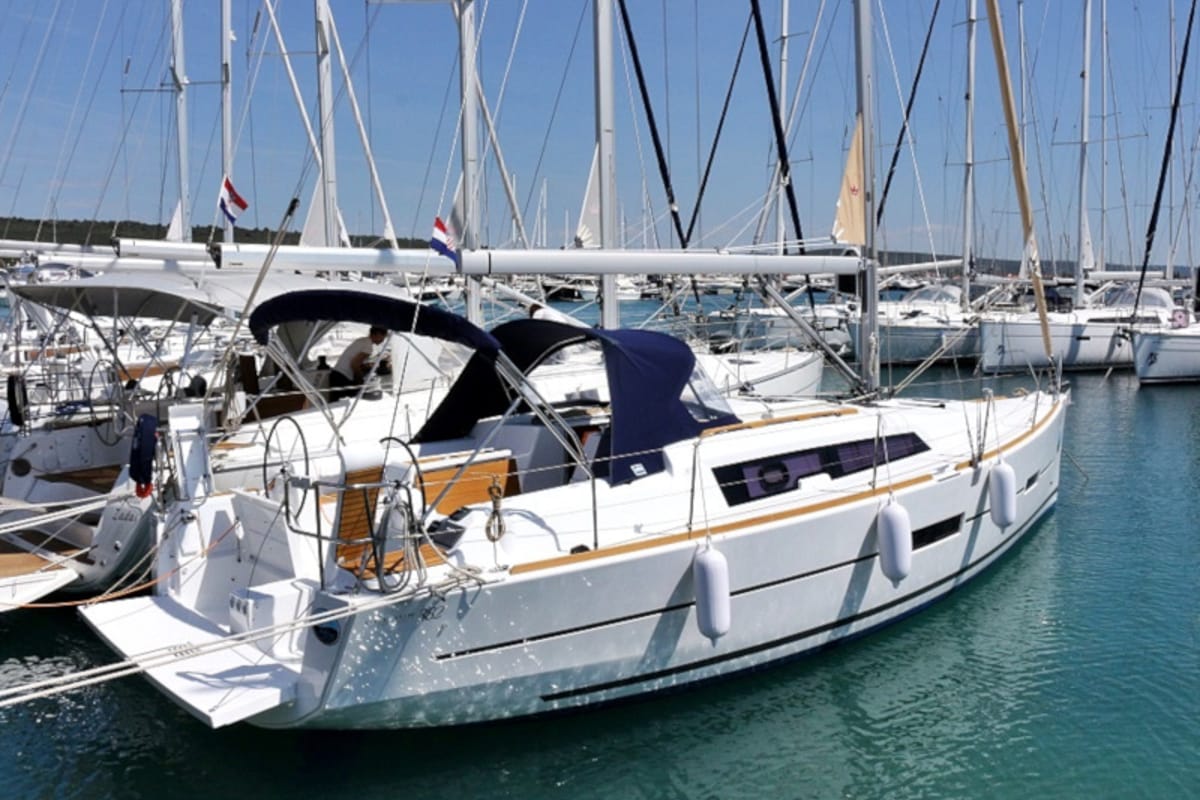 Exterior view of Louise, a Dufour 382 GL sailboat at Općina Sukošan, Croatia