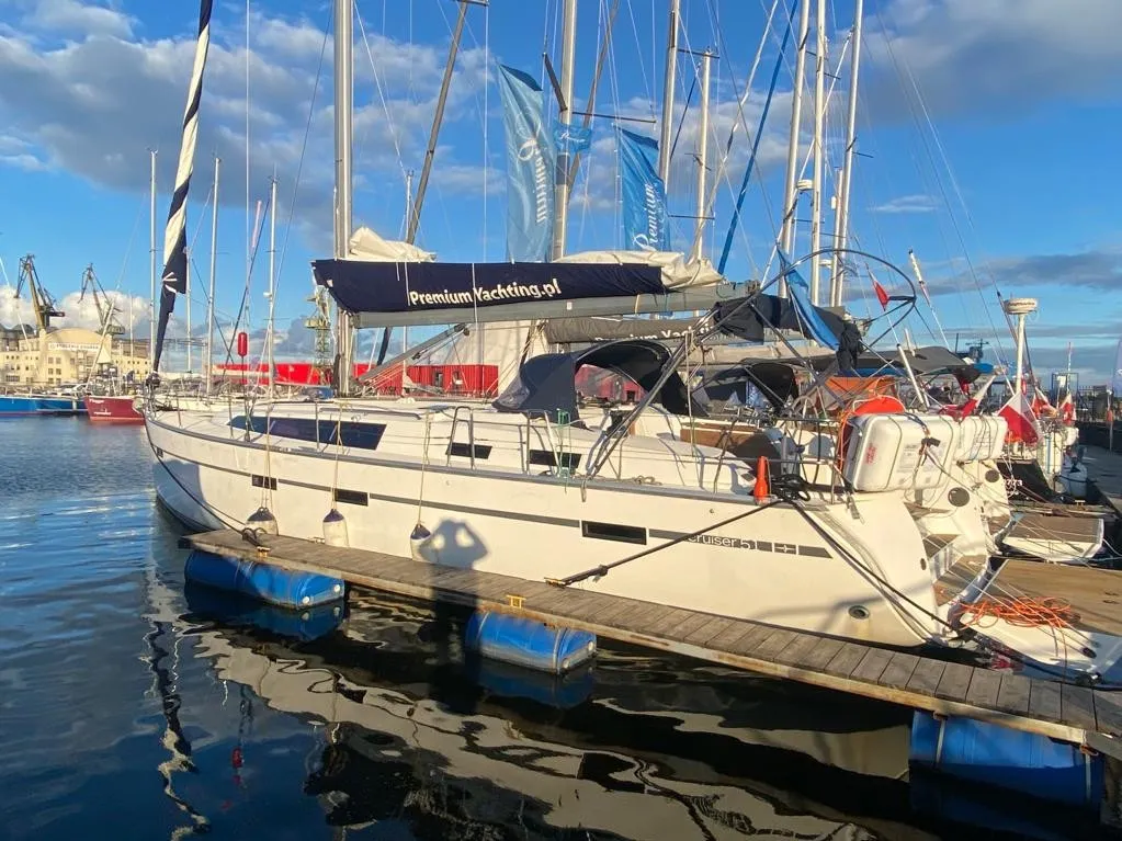 Exterior view of Lippi, a Bavaria 51 Cruiser sailboat at Gdańsk, Poland