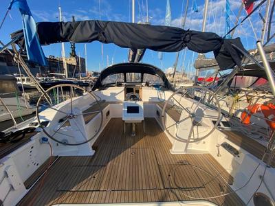 Deck of Lippi, a Bavaria 51 Cruiser sailboat at Gdańsk, Poland