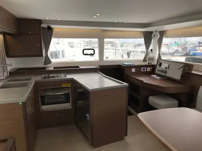 Galley of Vertigo, a Lagoon 450 S catamaran at Seychelles, Mahe, Seychelles