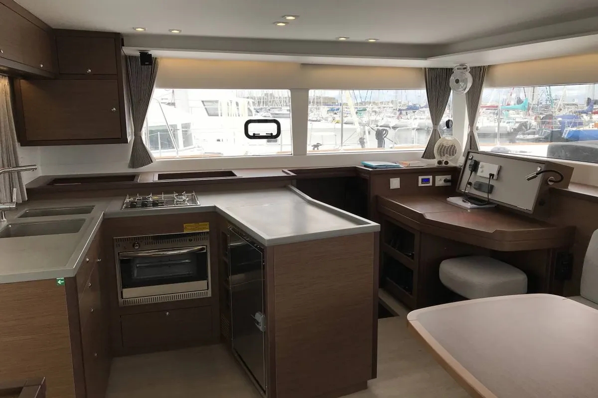 Galley of Vertigo, a Lagoon 450 S catamaran at Seychelles, Mahe, Seychelles
