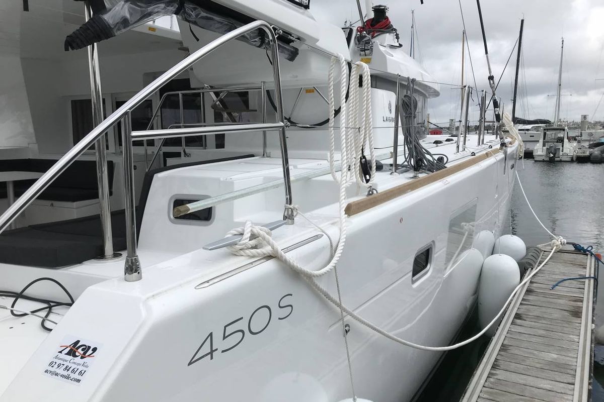 Exterior view of Vertigo, a Lagoon 450 S catamaran at Seychelles, Mahe, Seychelles