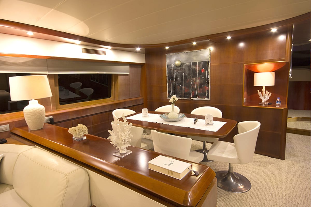 Salon of 24M Deluxe Maiora Motoryacht, a Maiora 24 yacht at Bodrum, Turkey