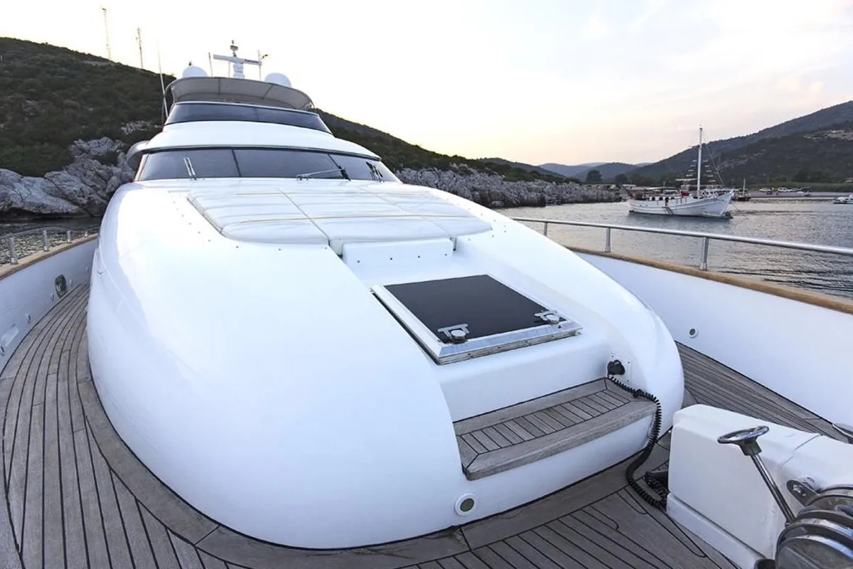 Deck of 24M Deluxe Maiora Motoryacht, a Maiora 24 yacht at Bodrum, Turkey