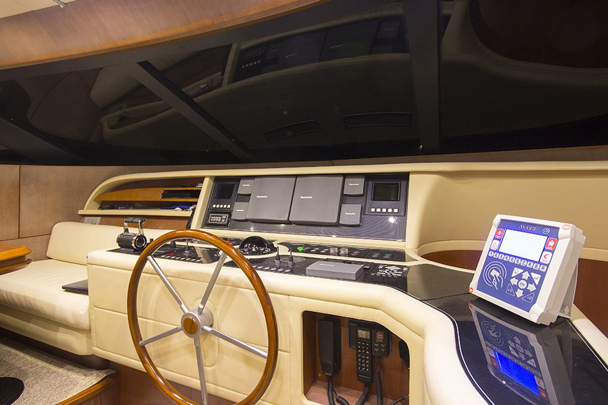 Cockpit of 24M Deluxe Maiora Motoryacht, a Maiora 24 yacht at Bodrum, Turkey